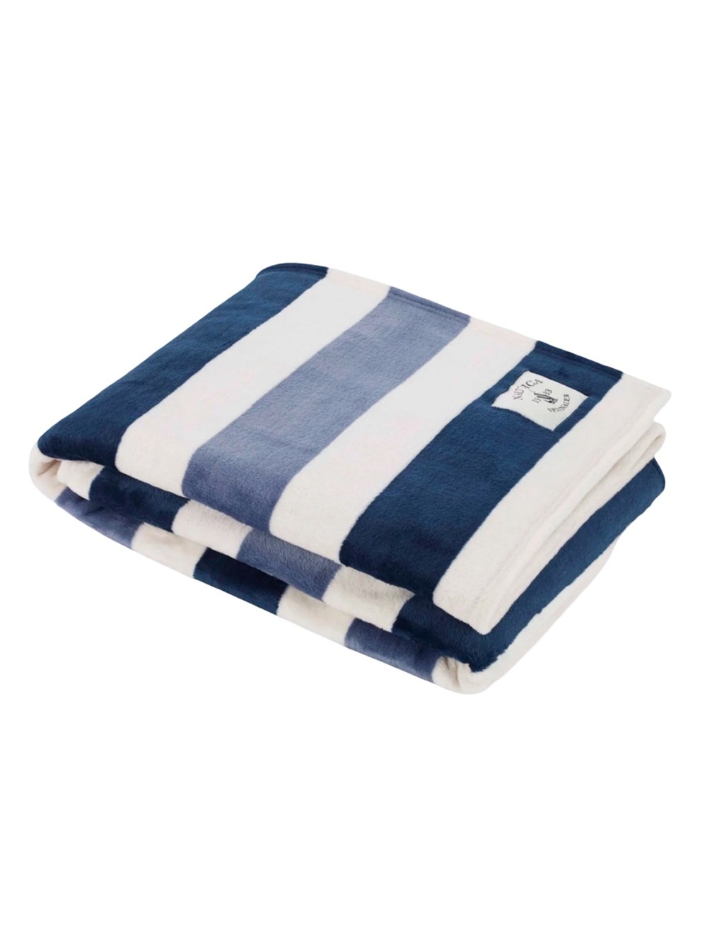 NWT Nautica Blue White Striped Plush Throw Blanket Coastal 60 x 50 Ultra Soft